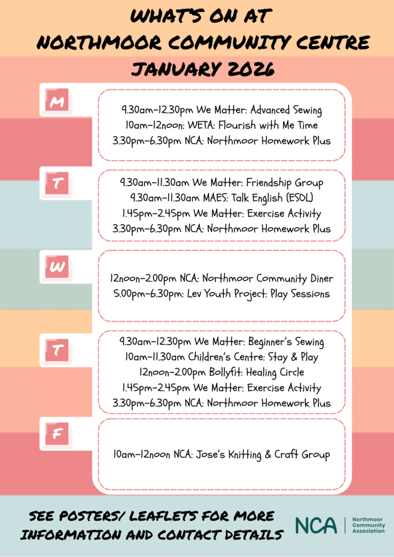 What’s On at Northmoor Community Centre January 2026