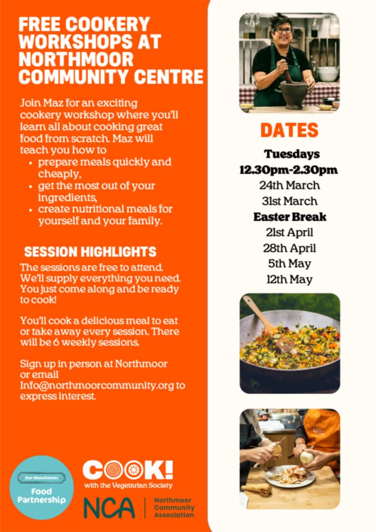 Free Cookery Workshops at Northmoor Community Centre Start Tuesday 24th March