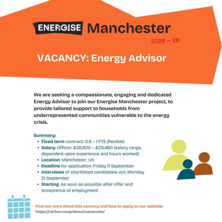 Carbon Co-op Are Recruiting Energise Energy Advisor